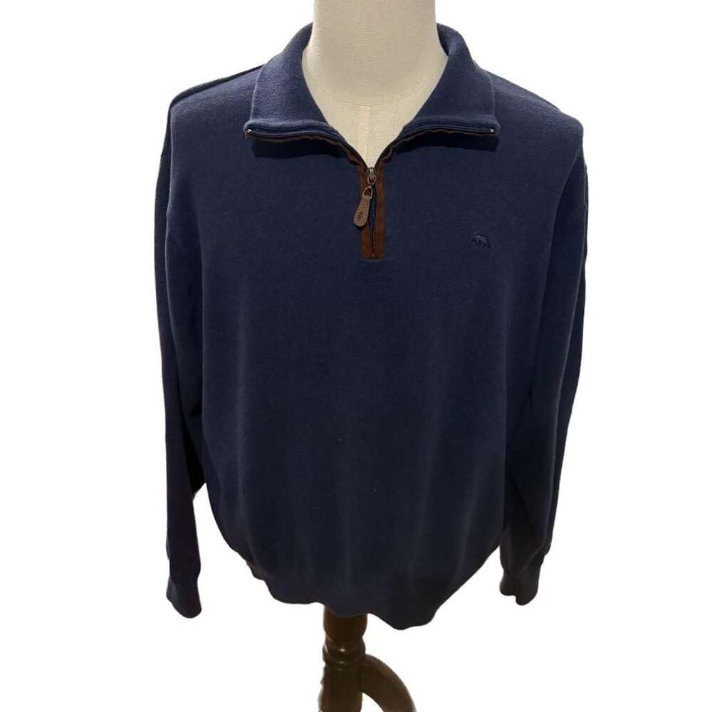 Onward Reserve Men's Quarter Zip Cotton Pullover Sweater, Blue, Size XL